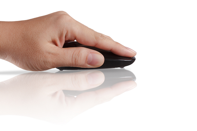 Wireless computer mouse with a hand on top